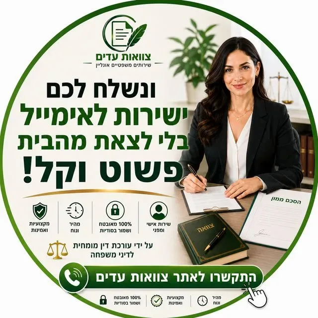 שליחת עריכת הסכם ממון או צוואה ישירות לאימייל שלכם